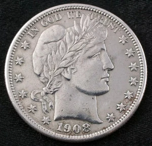 USA 1/2 Dollar 1908 D Denver * BARBER HALF * SILBER 900 * Sehr schön - Bild 1 von 2