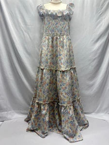 OLD NAVY FLORAL MAXI DRESS XL TALL TIERED SMOCKED RUFFLE COTTAGE PRAIRIE SIMPLE - Picture 1 of 9