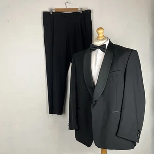 Traje de Cena Esmoquin Marks and Spencer 2 Piezas Hombre Negro 46S Chaqueta 42W 29L M&S - Imagen 1 de 22