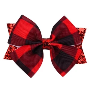Cute Kids Baby Girls Shiny Glitter Red Small Hair Clip Hair Pin Hair Bow - Picture 1 of 1