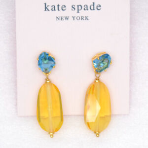 Kate Spade Huge Chunky Pierced Dangle Teardrop CZ Drop Hoop Earrings For Girls