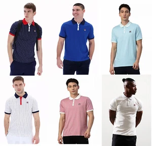 FILA Mens Cotton Polo Shirt Borg Retro Vintage BB1 Stripe T shirt top S to 4XL - Picture 1 of 53