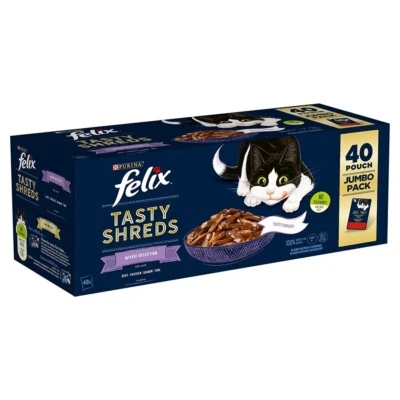 Felix Tasty Shreds gemischte Auswahl in Sauce Nassfutter für Katzen (40er Pack × 80g ) - Bild 1 von 3