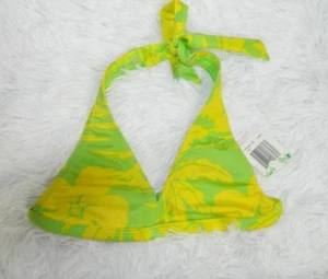 Speedo Bikini Top Girls Size 8 Yellow Green Floral Halter Swimwear - Picture 1 of 5
