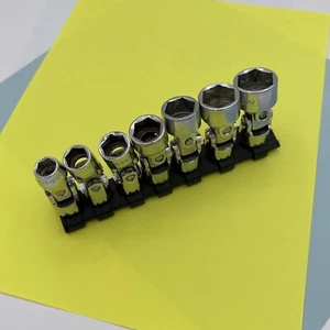 S-K SK 7pc SAE Swivel Sockets 3/8" Drive w/rail 3/4-3/8” Chrome NICE  !! - Picture 1 of 10