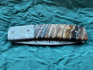 Taschenmesser Damast & Mammut-Backenzahn, Franz Kriegl, Einzelstück, handmade - Bild 1 von 9