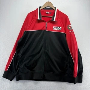 Fila Track Jacket Men's 2XL Red Italia Embroidered Sleeve Sport Soccer Mock y2k - Picture 1 of 11