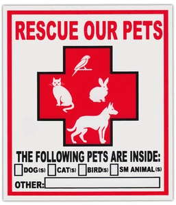 2-Pack Pet Rescue Window Stickers Decals | Alert To Fire Department Dogs Cats - Picture 1 of 1