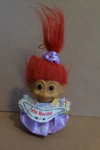 TROLL DOLL vintage FELIZ NAVIDAD Christmas Vinyl Figure 3" RUSS TOY - Picture 1 of 5