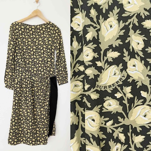 Abito midi Burberry London nuovo con etichette 100% seta floreale rosa dettaglio zip taglia US2 UK4