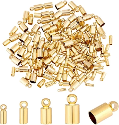 Tapas de extremos de cable de oro de 14K 160 piezas tapas de extremos de rosca tubo de aleación tapas de extremo Foto 1 de 4