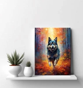 Norwegian Elkhound Dog Animal Canvas Print | Gift For Norwegian Elkhound Dog - Picture 1 of 9