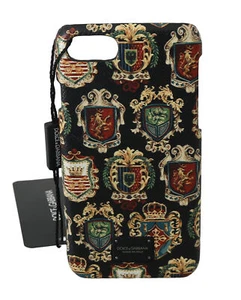 DOLCE & GABBANA Phone Case Cover Black Leather Multicolor Print iPhone7 RRP $250 - Picture 1 of 6