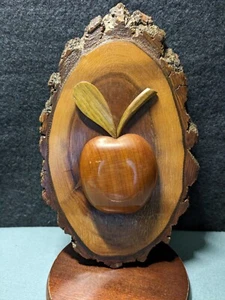 Made In Branson, Mo Wooden Apple Plaque On Real Tree Slab 10" - Picture 1 of 8