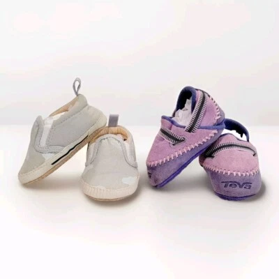 Paquete de zapatos ajustables para cuna Logan Teva y bebé púrpura X2 tallas 1, 2,3  Foto 1 de 4