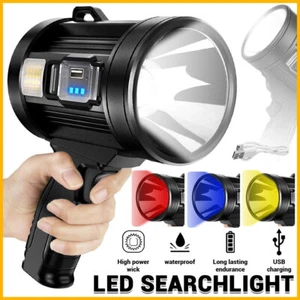 900000000LM Bright Solar/USB Rechargeable LED Spotlight Flashlight Searchlight - Picture 1 of 12