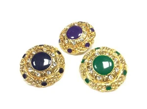 BOTTONE GIOIELLO ORO SMALTO SMALTATO CM 3,5 VIOLA - Imagen 1 de 2