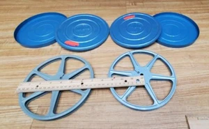 2 Vintage 7"" Scherer 8 mm Metallfilmkanister & leere Rollen Made in USA - Bild 1 von 8