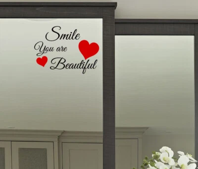 You are Beautiful Motivational Quote X2 Wall Vinyl Sticker Mirror Windows Smile - Image 1 of 4