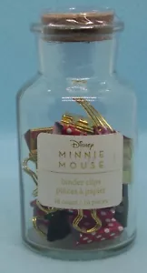 Disney Minnie Mouse Gold Tone Binder Clips 16 Pieces Red Dots New Sealed Bottle - Picture 1 of 8