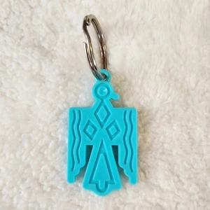 Vtg Native American Indian Southwest Plastic Turquoise Blue THUNDERBIRD Key Ring - Picture 1 of 5