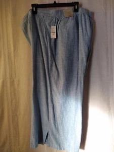 Catherines Women's Size 2X Linen Blend Blue Chambray Capri Pull-On Pants NWT - Picture 1 of 11