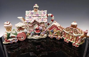Fitz & Floyd Candy Land Coffee Teapot & Train Center Piece Set, Hand-crafted - Picture 1 of 23