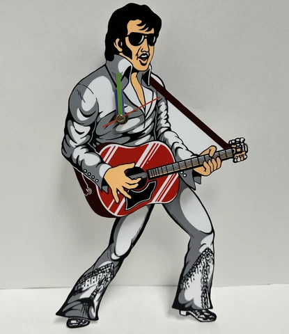 Vintage Elvis Presley Pendulum Clock Swinging Legs White Suit NEW IN BOX Cover