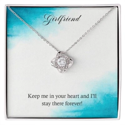 Liebesknoten Halskette Geschenk für FREUNDIN mit Nachrichtenkarte DAMEN Modes... - Bild 1 von 4