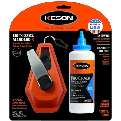 Keson K3X Chalk Line Reel 100' with Blue Chalk - Image 1 of 2
