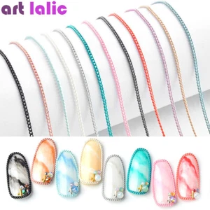 Nail Art Metal Chain 50cm Rock Punk Zipper Nail 3D Ornaments Tips Decoration - Picture 1 of 16