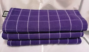 3 Pack Purple Check Patterned Bath Towels 400 gsm 100% Cotton 70 x 130 cm - Picture 1 of 1