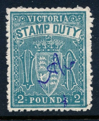 Victoria, Australia 1902 usado fiscal, sello de ingresos £2 BF109, p. 11 Foto 1 de 4