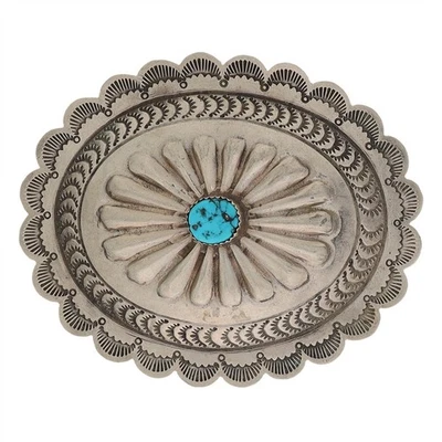 N Plata XL Pin Colgante Turquesa Concho Nativo Americano De Colección Indio Hecho a Mano Foto 1 de 4