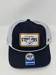 '47 ' KIDS ' PITTSBURGH STEELERS TRUCKER HAT ' BLACK/WHITE ' - Picture 1 of 3