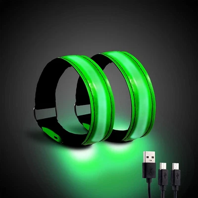 LED Rechargeable Armbands for Night Safety - 2 Pack High Visibility Gear - Image 1 of 4