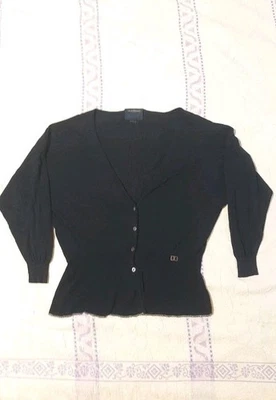 Cardigã CLASS ROBERTO CAVALLI azul lã cropped tamanho P - Imagem 1 de 4