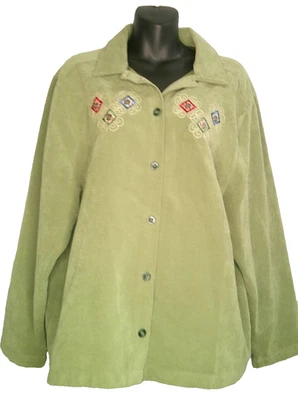 Bonworth XL Sage Green Embroidered Button-down Shirt Jacket - Image 1 of 4