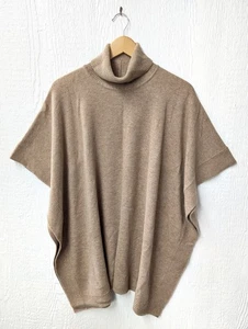 NWT $398 BOSS Hugo Boss Landera Beige Wool Cashmere Turtleneck Poncho One Size - Picture 1 of 8