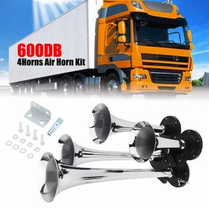 For Train Air Horn 4 Trumpets Kit Truck/car/boat Loud Sound 600DB 12/24V US - Picture 1 of 7