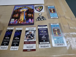 Baltimore Ravens 2012 Super Bowl Program Patches AFC Championship Tickets Lot - Picture 1 of 15
