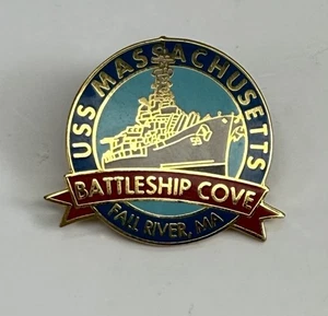 USS Massachusetts Schlachtschiff Bucht Anstecknadel Rücken Fall Fluss MA Souvenir Militär - Bild 1 von 3