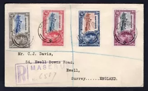 BASUTOLAND 1936 Jubilee of 1935 Set on Registered Cover to England - Picture 1 of 2
