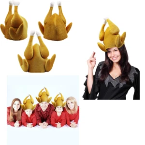 Roasted Thanksgiving Turkey Hat 3 Pack Holiday Party Decoration Adult OS - Picture 1 of 7