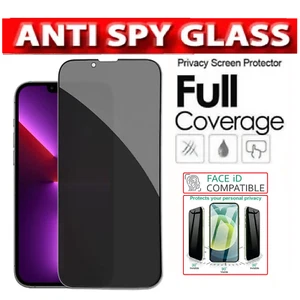 Privacy Tempered Glass Screen Protector For iPhone 16 15 14 13 12 11 Pro Max - Picture 1 of 4