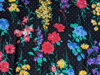 1 yard vintage floral calico cotton fabric, multicolor flowers, Cranston - Image 1 of 2