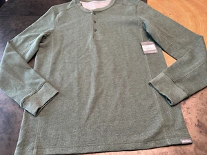 CHEMISE HOMME EDDIE BAUER WAFFLE WEAVE VERTE LS THERMIQUE HENLEY NEUVE AVEC ÉTIQUETTE TAILLE M - Photo 1/7