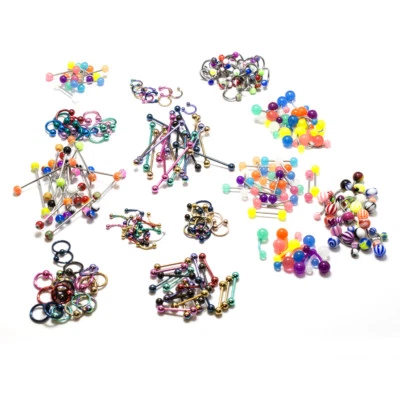 Wholesale 232 PCS Eyebrow Nipple Tongue Belly Rings Nose Lip Industrial Barbell - Image 1 of 4