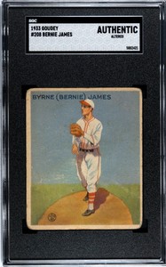 1933 Goudey Baseball #208 Byrne “Bernie” James SGC Authentic Vintage Baseball