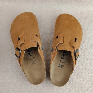 Birkenstock Boston X Stussy Suede Footbed Clog Caramel Women's and Men's Shoes - Picture 1 of 13